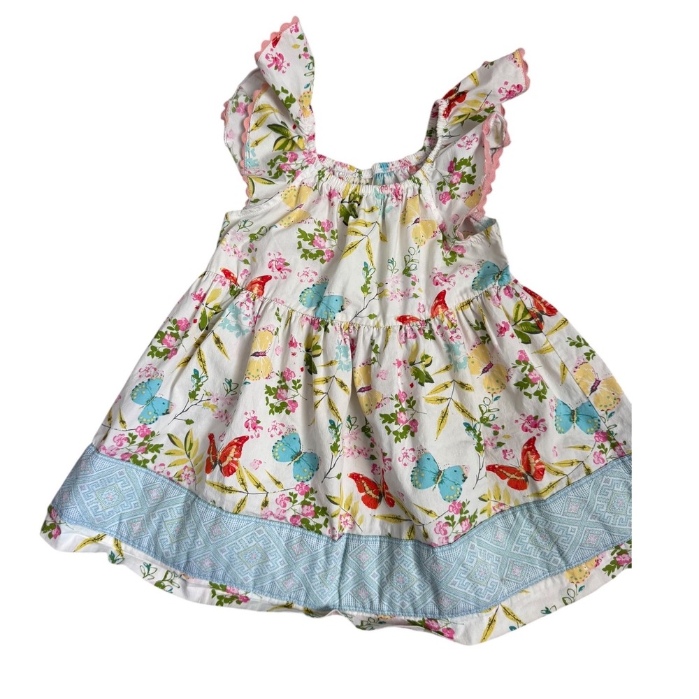Matilda Jane All A Flutter Peasant Top Butterfly Floral Ruffle Boho Girls Size 4